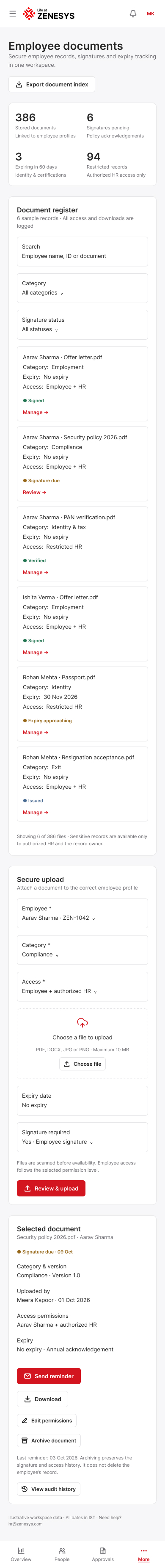 Employee documents — Mobile